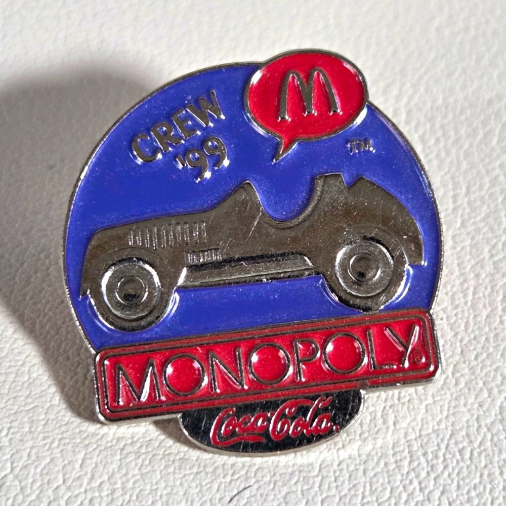 Vintage 1999 McDonald's Monopoly Crew Pin Coca-Cola Employee Lapel Pin